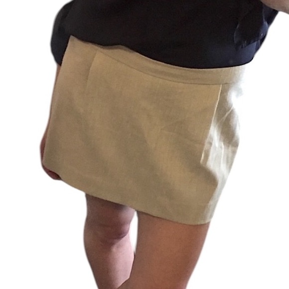Vintage Beige Linen Mini Skirt - Picture 5 of 14